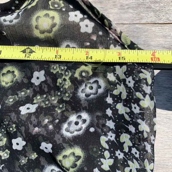 Fire Los Angeles Black Sheer Floral Top Size Small - Picture 4 of 7